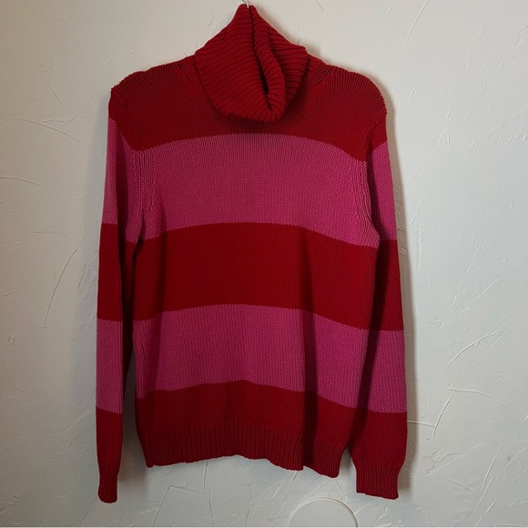 Isaac Mizrahi Sweaters - Cozy Isaac Mizrahi Red and Pink Knit Turtleneck Sweater Size M 20th Anniversary